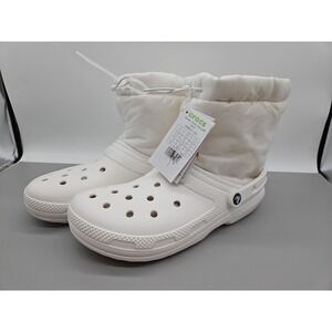 Crocs Classic Lined Neo Puff Boots White Sherpa Mens Size 12 New